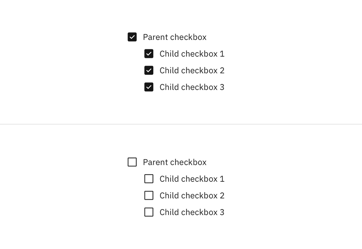 Checking and unchecking the parent checkbox.